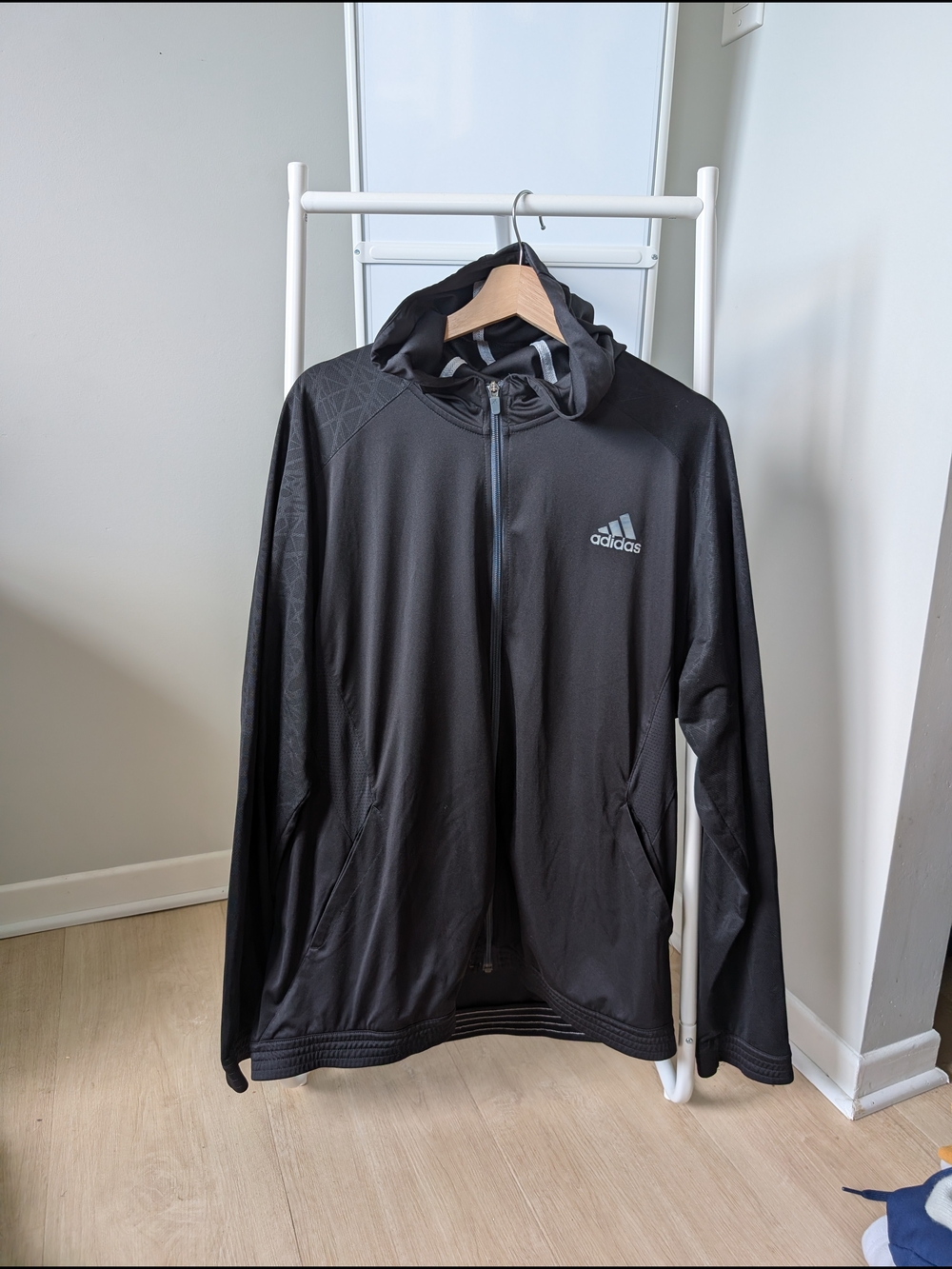 Adidas Men’s Black Full-Zip Hooded Jacket